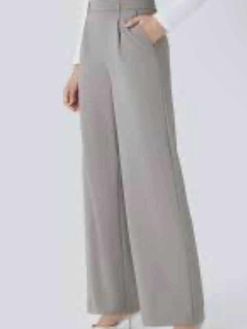 Halara Mid Rise Pleated 7/8 Casual Culottes Pants Pockets Gray Size Large Petite